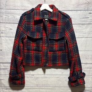 Me Jane cropped plaid jacket